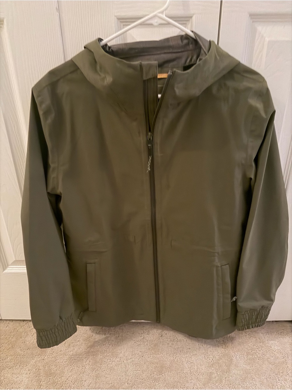 Prana Olive Green Hooded Rain Jacket